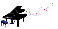 Piano with flowing notes